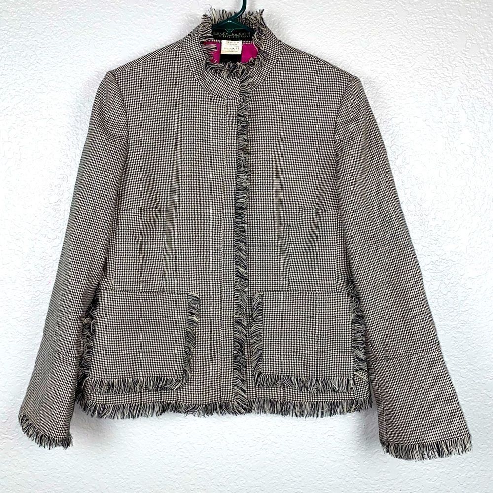 Harve Benard Vintage Houndstooth Women's 100% Wool Zipper Jacket | Size 10